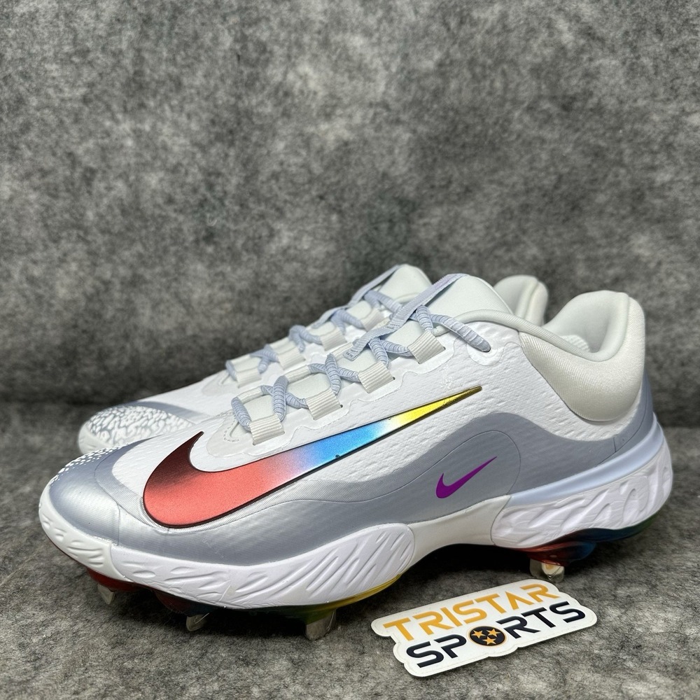 Nike Alpha Huarache Elite 4 Metal Baseball Cleats Men Size 7 Rainbow FD2745-106